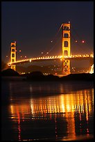 Golden Gate bridge at night from Baker Beach. San Francisco, California, USA (color)