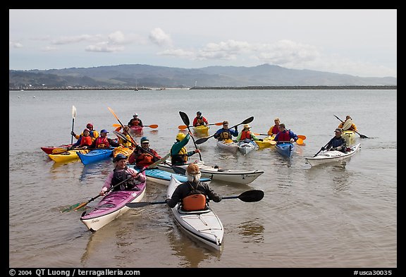 Sea kayak class, Pillar point harbor. Half Moon Bay, California, USA