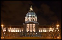 City Hall by night. San Francisco, California, USA (color)