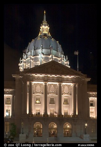 City Hall by night. San Francisco, California, USA (color)