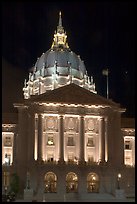 City Hall by night. San Francisco, California, USA (color)