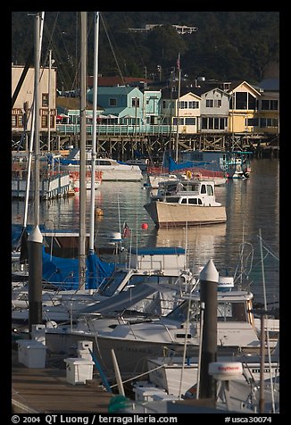 Boats and Fisherman's Wharf, afternoon, Monterey. Monterey, California, USA (color)