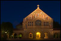 Memorial church at night. Stanford University, California, USA