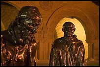 Burghers of Calais by Rodin in Quad by night. Stanford University, California, USA (color)