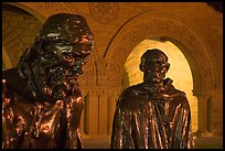 Burghers of Calais by Rodin in Quad by night. Stanford University, California, USA