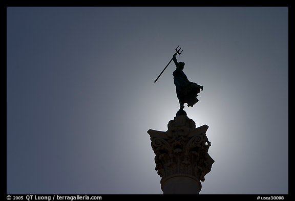 Top of memorial column, Union Square. San Francisco, California, USA