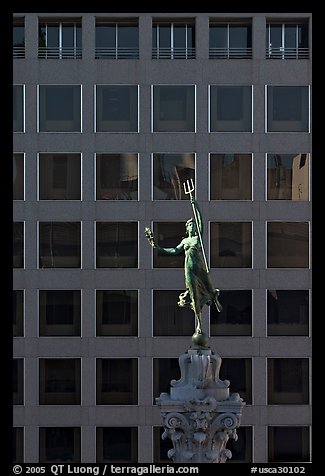 Statue on Admiral Dewey memorial column. San Francisco, California, USA