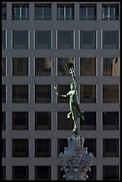 Statue on Admiral Dewey memorial column. San Francisco, California, USA (color)
