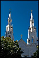 Towers of St Peter and Paul Church, 1922-1939, Washington Square, late afternoon. San Francisco, California, USA ( color)