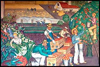 Agricultural scene depicted in a fresco inside Coit Tower. San Francisco, California, USA