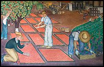 Harvest scene depicted in a fresco inside Coit Tower. San Francisco, California, USA (color)