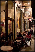 Cafe on Columbus Avenue at night, North Beach. San Francisco, California, USA (color)