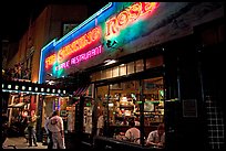 Stinking Rose garlic restaurant at night, North Beach. San Francisco, California, USA (color)