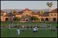 Volley-ball players in front of the Quad, late afternoon. Stanford University, California, USA ( color)