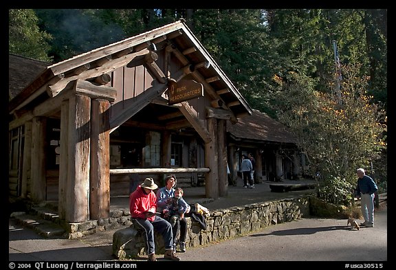 Park headquarters, afternoon. Big Basin Redwoods State Park,  California, USA (color)