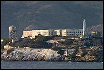 Prison building on Alcatraz Island, late afternoon. San Francisco, California, USA (color)