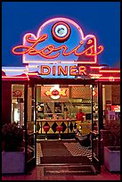 Lori's diner, Ghirardelli Square, dusk. San Francisco, California, USA (color)