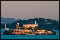 Alcatraz Island at sunset, with Yerba Buena Island in the background. San Francisco, California, USA ( color)
