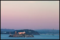 Alcatraz Island,  Yerba Buena Island, and Bay Bridge, sunset. San Francisco, California, USA
