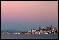 City and Bay Bridge, Sunset. San Francisco, California, USA