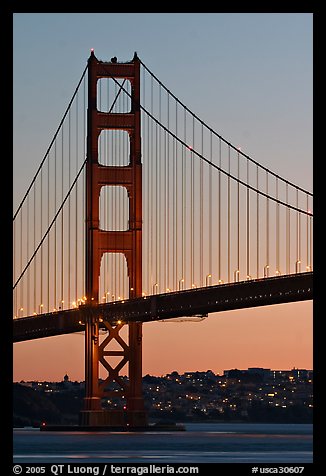 Golden Gate Bridge, sunset. San Francisco, California, USA (color)