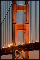 Golden Gate Bridge pillar at night. San Francisco, California, USA (color)