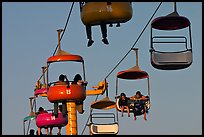 Sky glider chairs, Beach Boardwalk. Santa Cruz, California, USA (color)