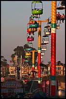 Beach Boardwalk and gondola at sunset. Santa Cruz, California, USA (color)