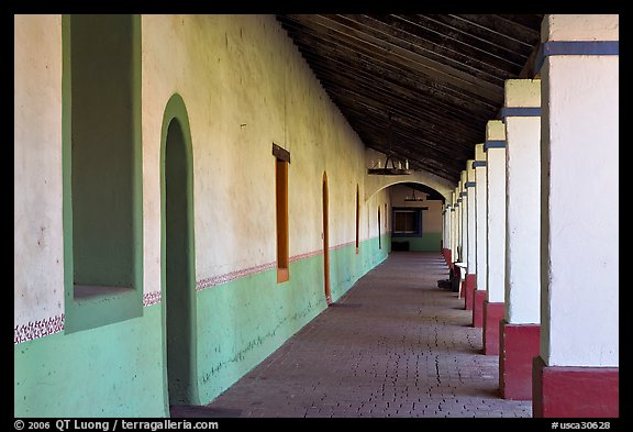 Corridor, Mission San Miguel Arcangel. California, USA (color)