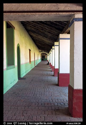 Corridor, Mission San Miguel Arcangel. California, USA