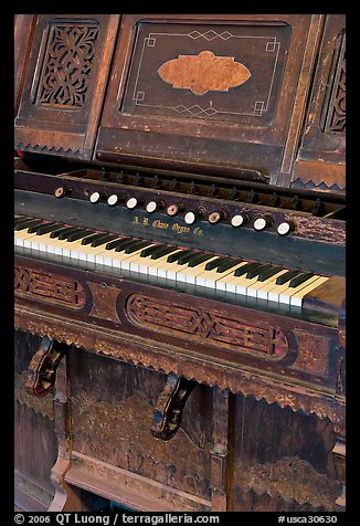 Old organ, Mission San Miguel Arcangel. California, USA (color)