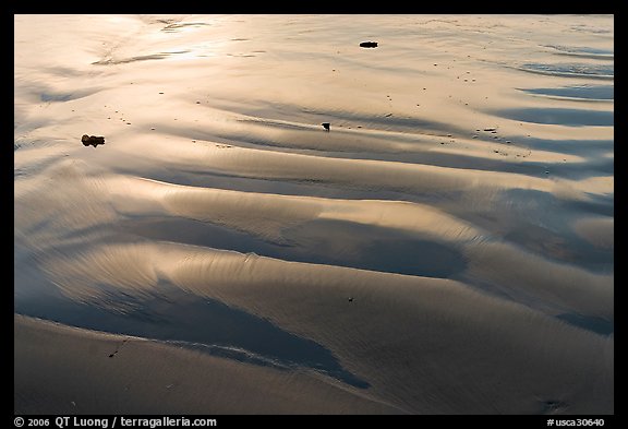 Ripples and wet sand on beach. Morro Bay, USA (color)