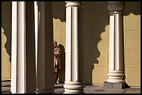 Woman and colonade, Sikh Gurdwara Temple. San Jose, California, USA ( color)