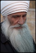 Sikh priest, Sikh Gurdwara Temple. San Jose, California, USA ( color)