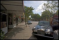 Goodwill store and Rolls-Royce on  Santa Cruz avenue. Menlo Park,  California, USA (color)