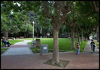 Children and parents, Freemont Park. Menlo Park,  California, USA (color)