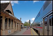 Caltrain at the Menlo Park train station. Menlo Park,  California, USA