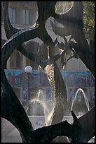 Fountain known as The Claw in front of the Old Union, late afternoon. Stanford University, California, USA ( color)