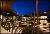 Curves of the James Clark Center, dusk. Stanford University, California, USA