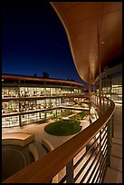 Newly constructed James Clark Center for research in biology, night. Stanford University, California, USA