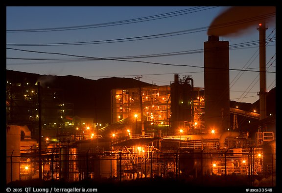 Chemical plant at dusk, Trona. California, USA
