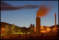 Chemical plant at dusk, Trona. California, USA (color)