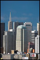 Financial district skyline with Museum of Modern Art building, afternoon. San Francisco, California, USA (color)