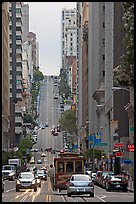 Cable-car in steep California Avenue. San Francisco, California, USA