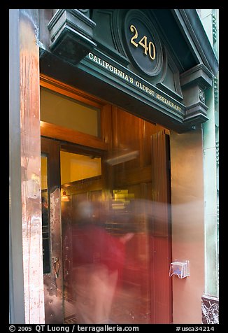 Entrance of California's older restaurant. San Francisco, California, USA (color)
