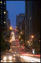 Steep street and lights at dusk. San Francisco, California, USA ( color)