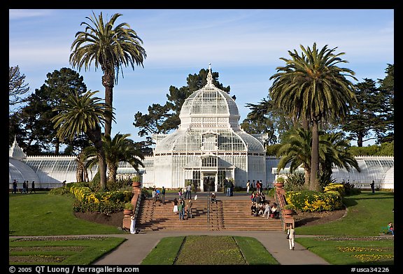 Conservatory of Flowers and lawn, afternoon. San Francisco, California, USA