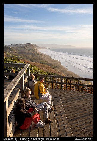 Enjoying sunset from the observation platform at Fort Funston. San Francisco, California, USA (color)