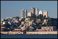 Telegraph Hill and Coit Tower seen from Treasure Island, early morning. San Francisco, California, USA ( color)