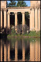 Colons and reflection, Palace of Fine Arts, morning. San Francisco, California, USA